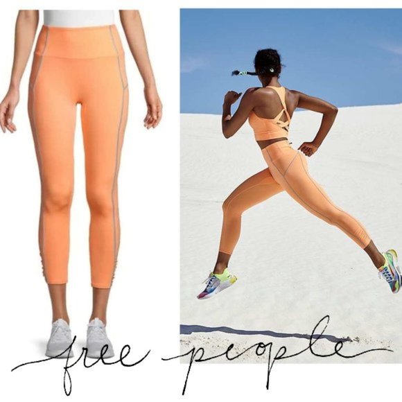 Free People Pants - Free People FP Movement You're A Peach Sport Leggings Size L Peachy Orange Gray